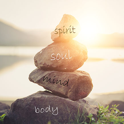 Spirit, soul, mind, body Steine